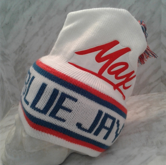 Vintage Max Toronto Blue Jays MLB Pom Knit Hat Cap OSFM UNISEX brand new Rare - Picture 2 of 4